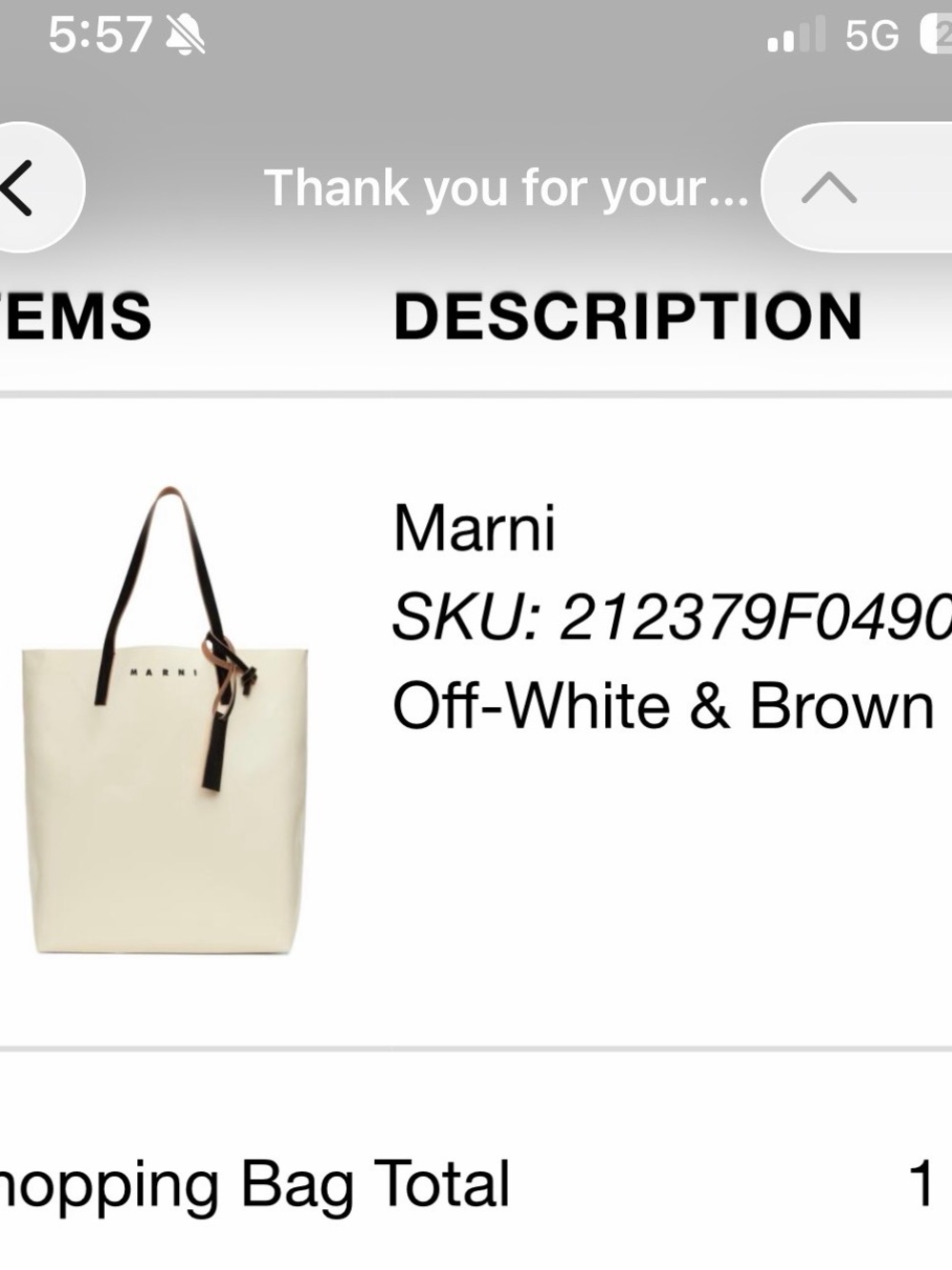 Marni brown / white tote bag - Picture 3 of 5